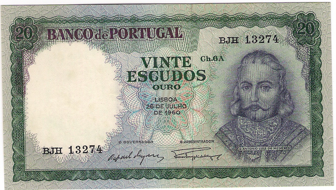 Portugal 20 escudos 1960 ch 6 A p 163